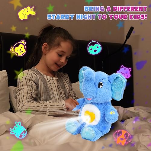 Miniatura 38 de Cuteoy Proyector de estrellas de panda de peluche, luz nocturna musical, ajustable, animales de peluche, juguetes de peluche brillantes, regalos