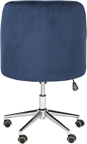 Miniatura 8 de Safavieh Casa Adrienne Silla de oficina giratoria copetuda de terciopelo azul marino y patas cromadas Azul marino/cromado,Gris/cromo