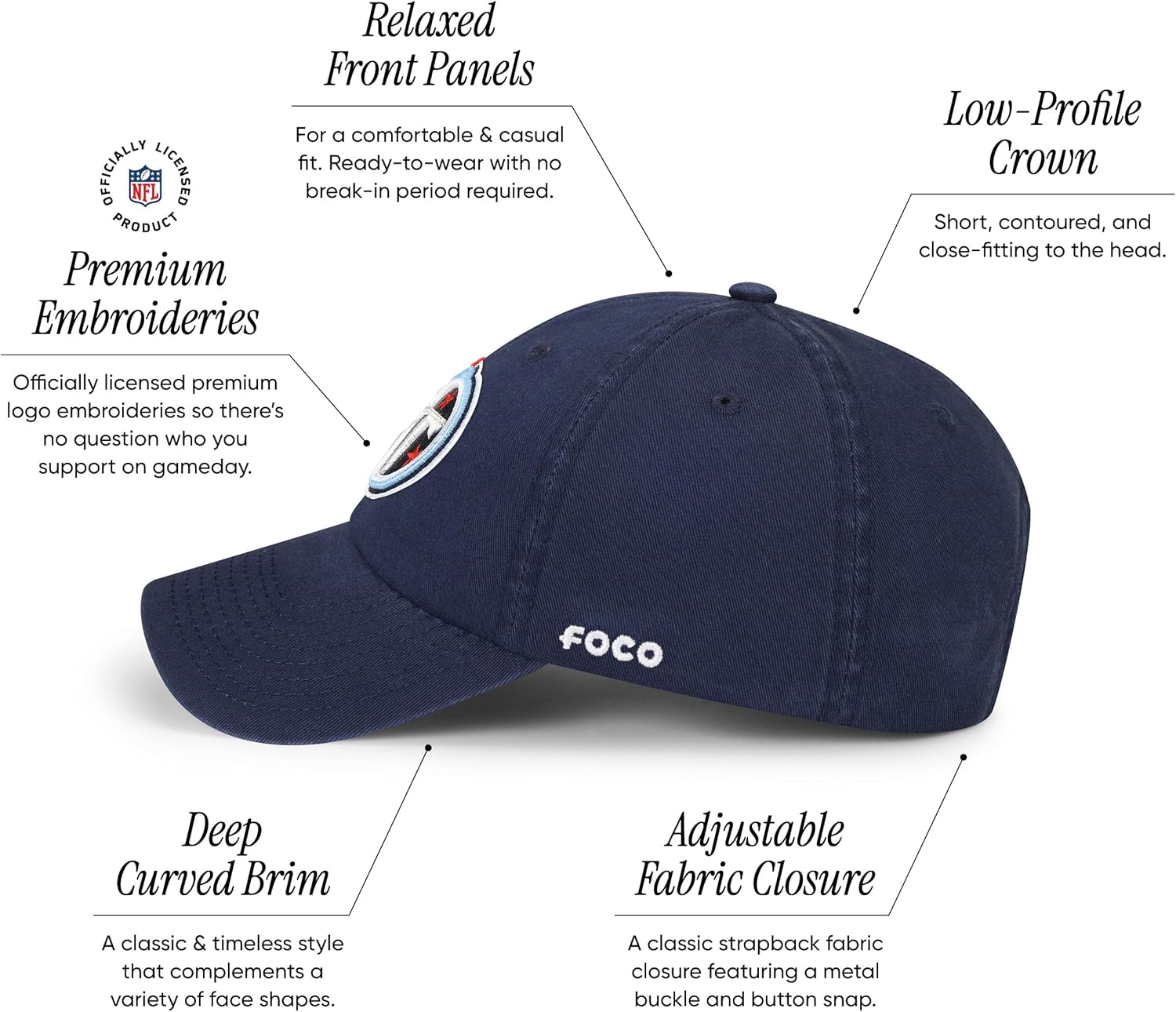 FOCO NFL Mens NFL Team Logo Casual Hat Caps