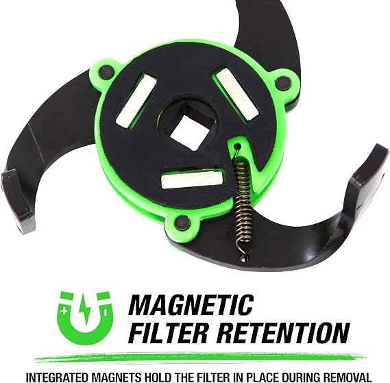 OEMTOOLS 3 Jaw Magnetic Oil Filter Wrench Fits 2.4-3.6 Filters 3/8 Drive | Universal Oil Filter Wrench, Heavy Duty Oil Filter Remover, 3/8-Inch Drive for Tight Spaces