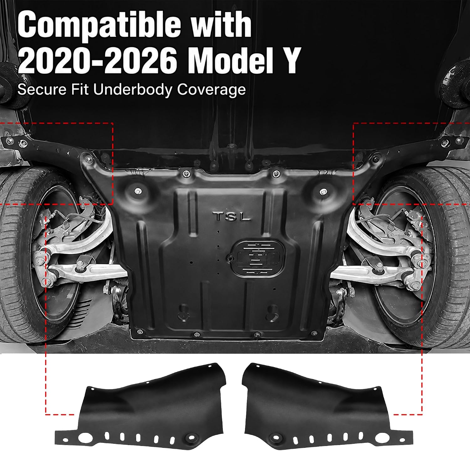 2PCS Coolant Line Skid Plate Guards Compatible with Model Y, Lower Chassis Coolant Pipe Protection Covers No-Drill Car Accessories for 2020-2026