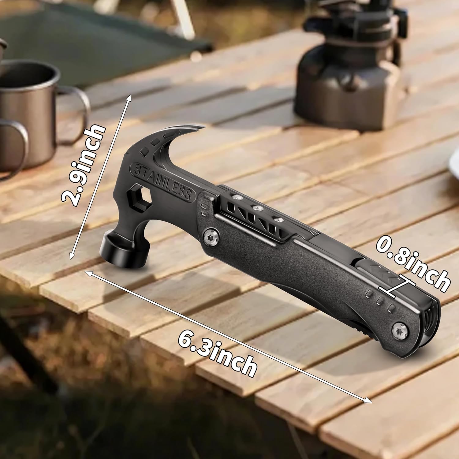 Multitool Hammer, 12-in-1 Multi Tool Gifts for Men, Dad Gifts, Husband Christmas Stocking Stuffers, Camping Tool with Knife, Screwdrivers, Bottle Opener, Multitool for Survival & DIY Projects