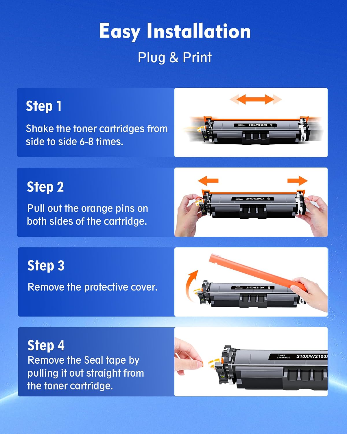 210X Toner Cartridges 4 Pack High Yield Replacement for HP 210X 210A, Works for HP Color LaserJet Pro MFP 4301fdw Wireless Printer, MFP Pro 4301fdn 4201dw 4201dn, Color Pro MFP 4301 4201