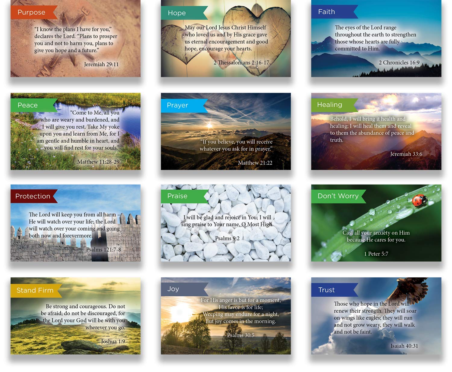 Logos Trading Post Pass Along Scripture Card Variety Pack | 12 Hand Picked Desings | 5 of Each Design | Pack of 60 - Assortment 1