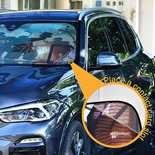 Vista 67 de Gredecor Parasol para parabrisas, diseño hippie y bohemio, hongos mágicos, parasol para automóvil, bloquea los rayos UV y protección contra