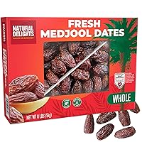 Vista 1 de Natural Delights Dátiles Medjool - Dátiles Medjool Enteros Grandes y Carnosos, Verificado Sin OGM, Buena Fuente de Fibra, Snack de Fruta