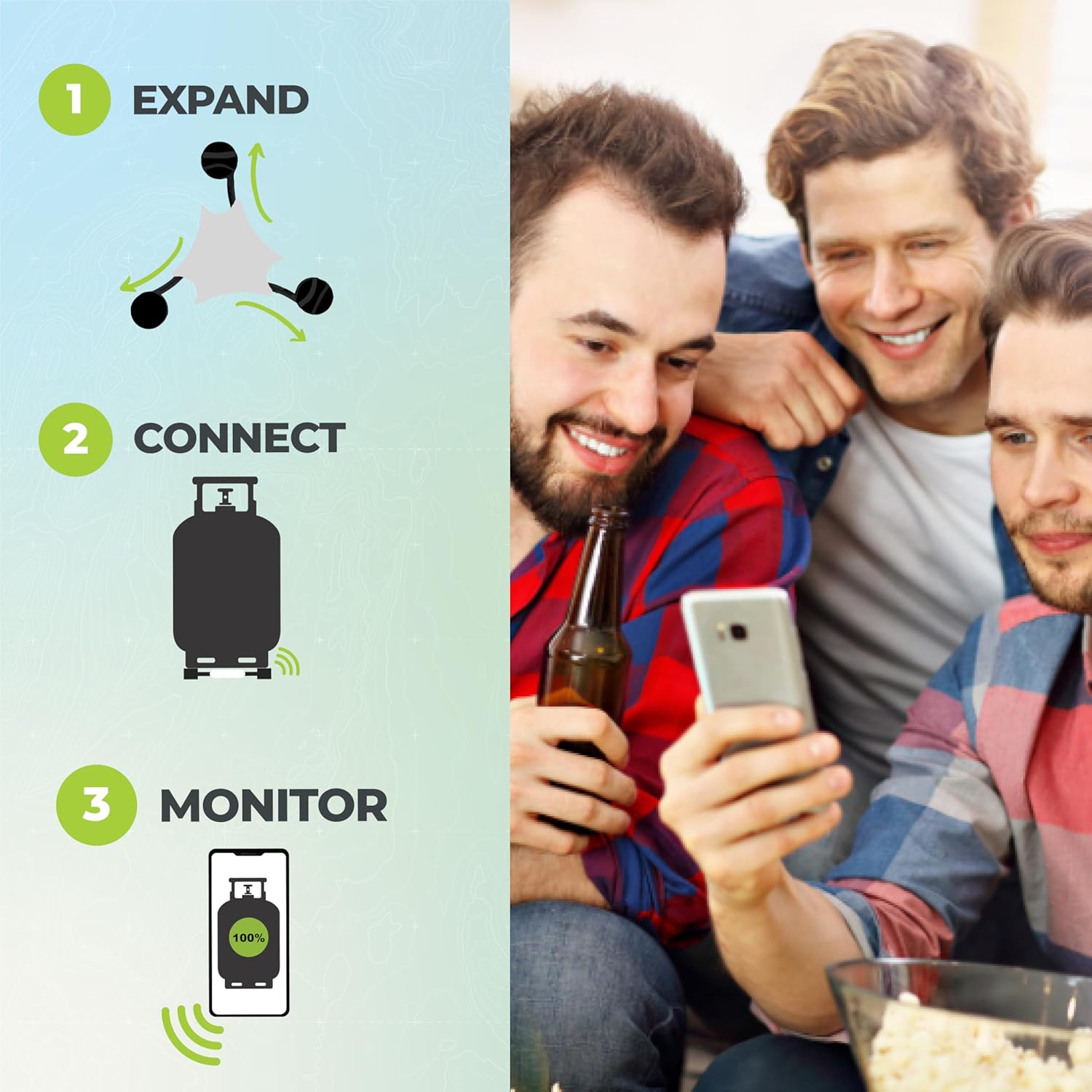 Wireless Propane Tank Gauge Sensor - Bluetooth Propane Level Indicator for BBQ, Camping & Outdoor Cooking - Propane Tank Monitor for Steel, Aluminum & Composite Cylinders - App Compatible - Senso4s