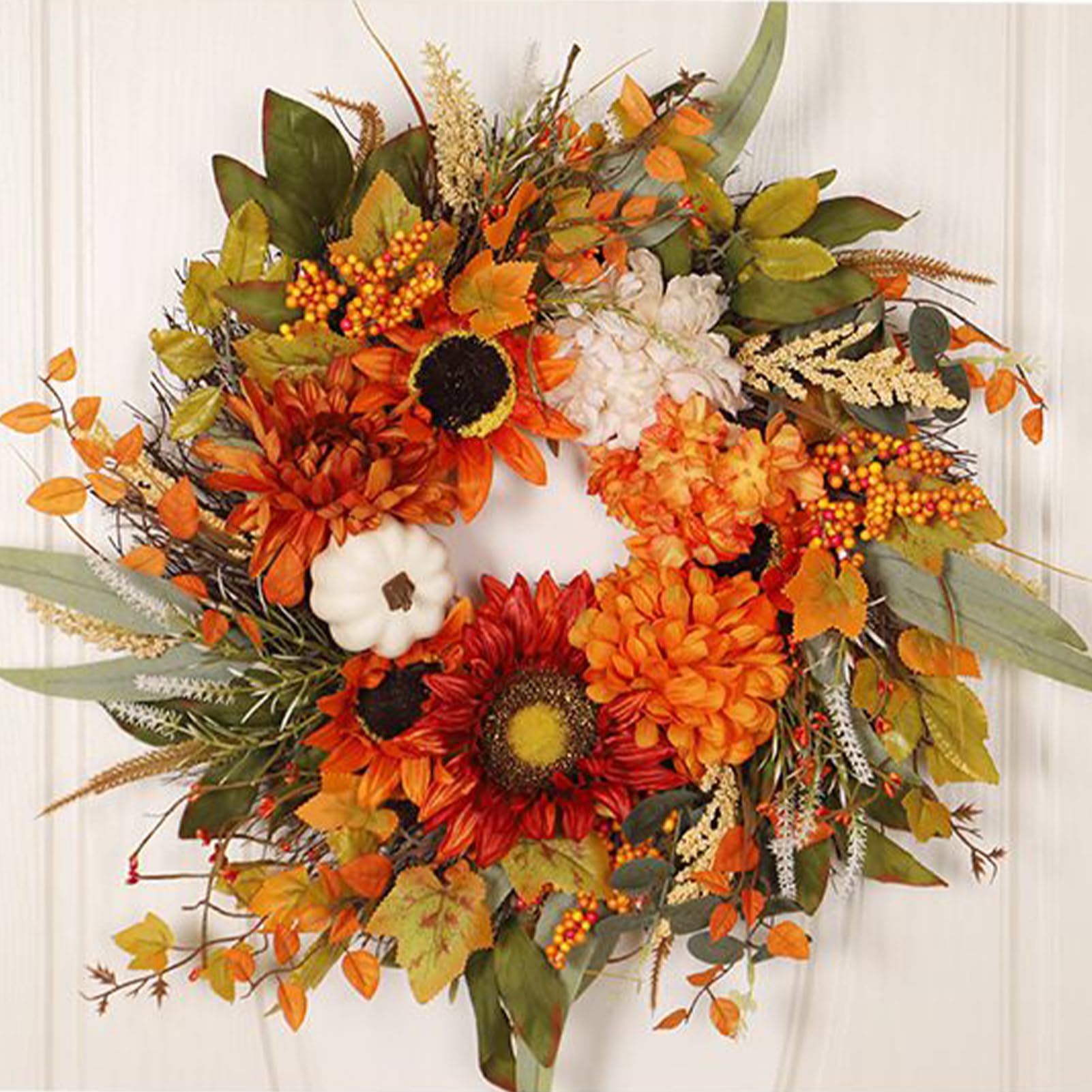 Thanksgiving Herbstkranz Sonnenblumen und Beeren Herbstkränze