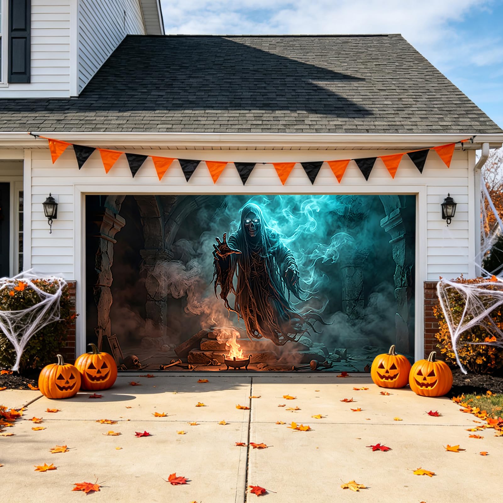 Brama garażowa Halloween baner horror, dekoracja ogrodowa na