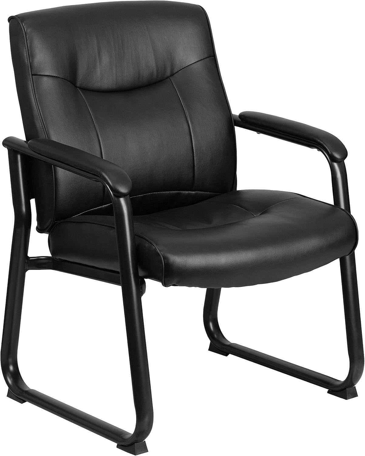 Flash Furniture Hercules Series Big & Tall LeatherSoft Executive Side Reception Chair, Padded Lobby Chair with 500-lb. Static Weight Capacity, Black