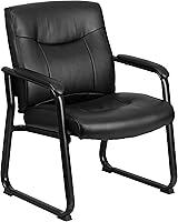 Vista 1 de Flash Furniture HERCULES Series Big & Tall - Silla de recepción lateral ejecutiva LeatherSoft negra de 500 libras con base de trineo