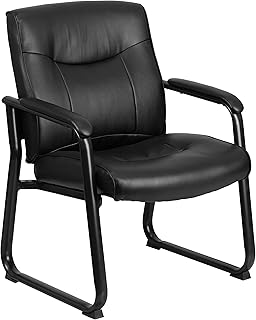 Flash Furniture Hercules Series Big & Tall LeatherSoft Executive Side Reception Chair, Padded Lobby Chair with 500-lb. Static Weight Capacity, Black