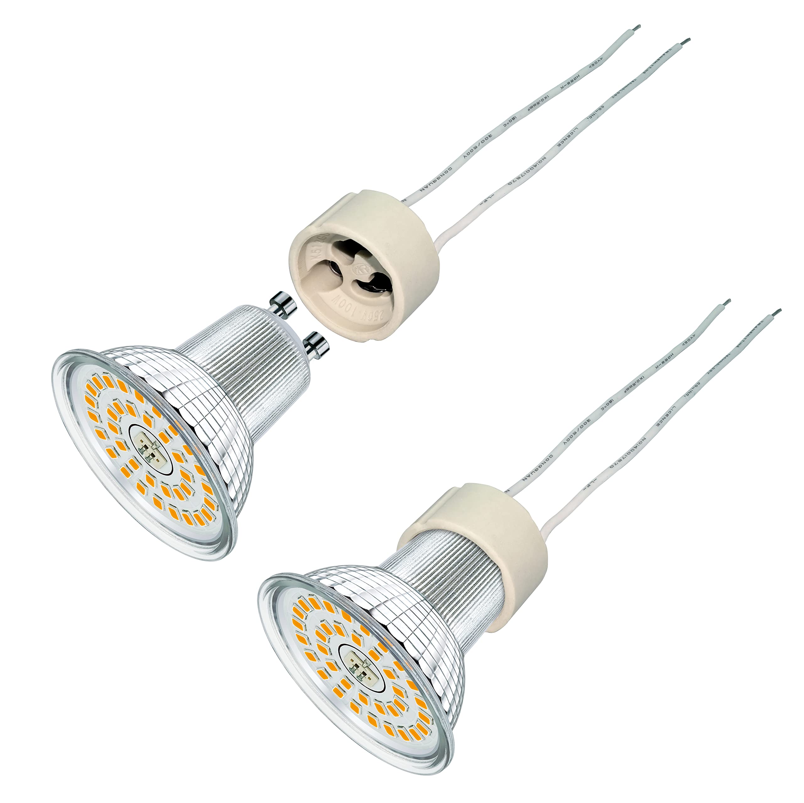 EACLL GU10 Bases para Lámparas, Casquillo Portalámparas Zócalo de Cerámica, Pack de 10, Económico y práctico, Con Cable de Silicona de Calidad, Conector Para GU10 LED o Bombilla Halógena