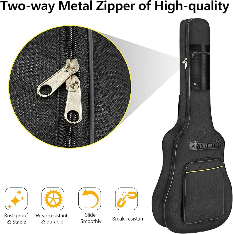 LHTECHTOY Gitártok 40-41 Hüvelykes Akusztikus Gitárhoz - Fekete Oxford Hátizsák Tok Vállpánttal Klasszikus Gitár Szállítótáska