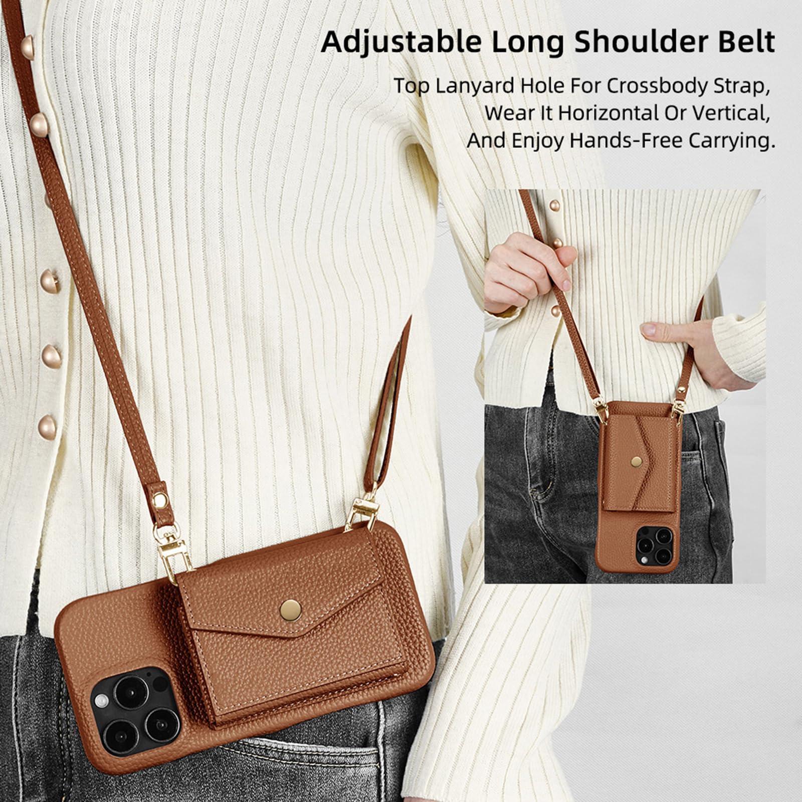 Weiß,16 Pro, Brieftasche Hülle Für iPhone 16 Pro Max/16 Pro/16 Plus/16, Lederhülle Mit Spiegel Und Standfunktion Magnetische Adsorption Kartenfach Schultergurt Fall