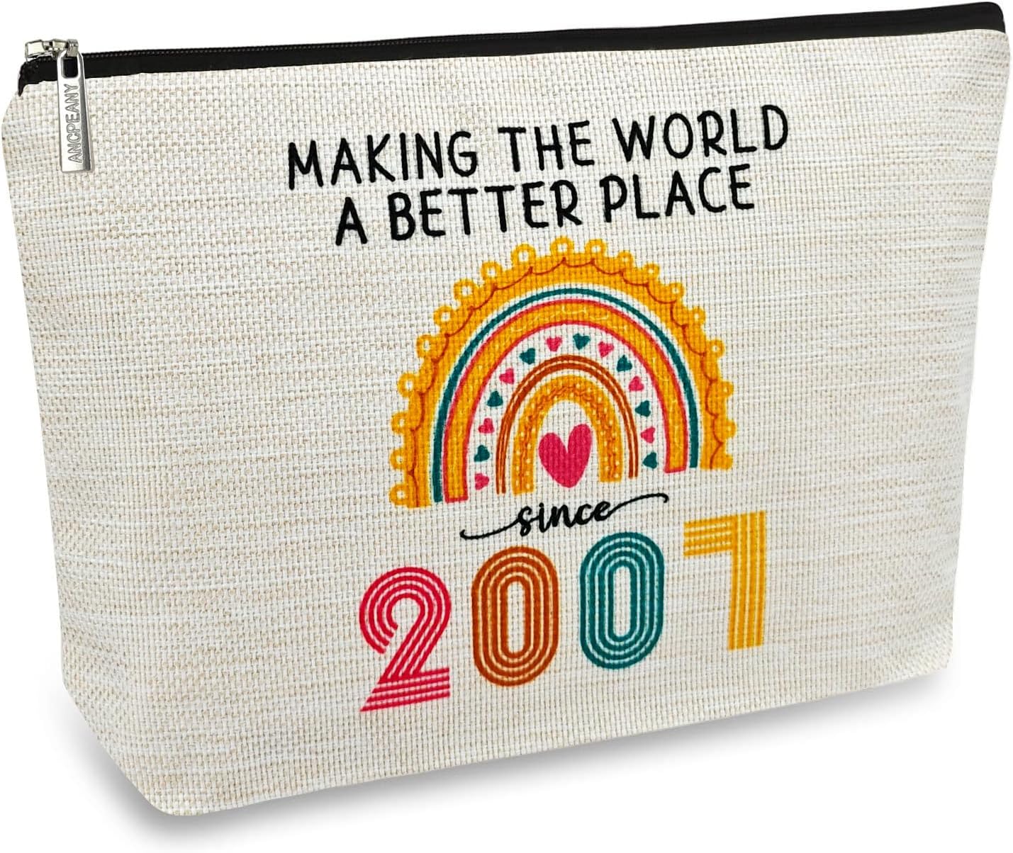 ancpeany 19th Birthday Gifts for Girls Makeup Bag, 2007 Happy 19th Birthday Decorations for Teen Girls, 19 Year Old Girl Birthday Gifts for Daughter, Sister, Granddaughter, Cosmetic Travel Pouch