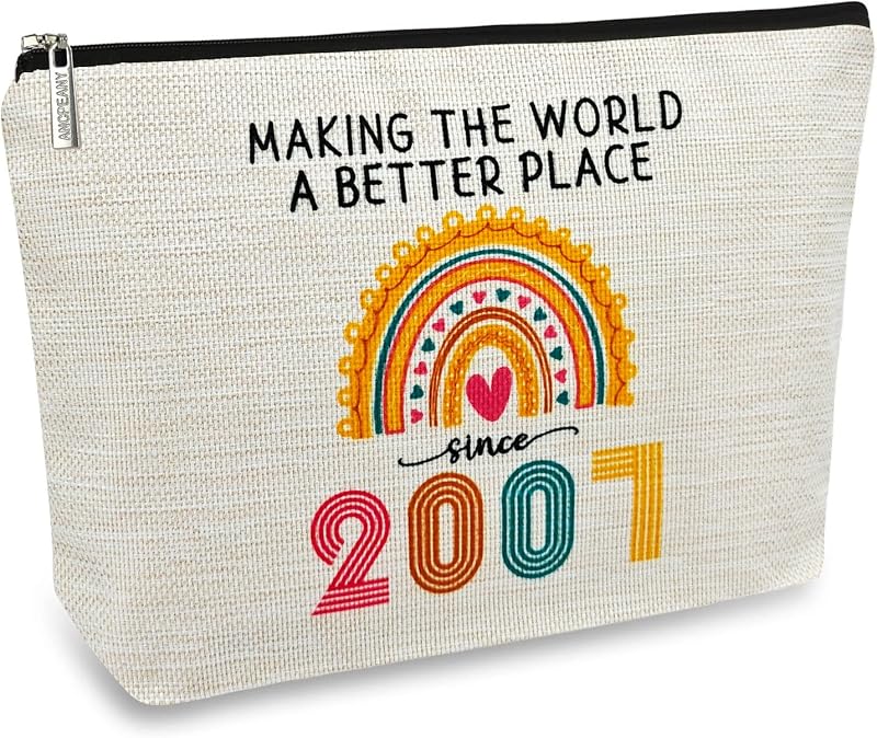 Necessaire de maquiagem ancpeany 2007 com estampa de letras e zíper