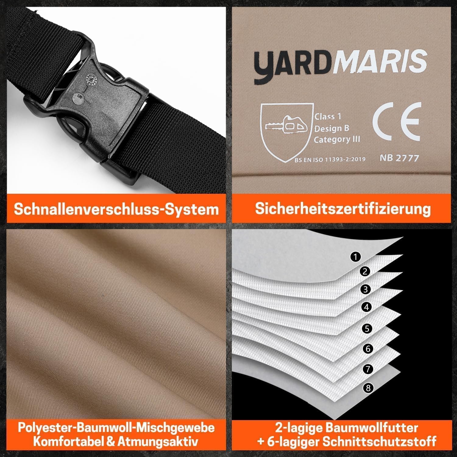 Typ A Kettensägen-Sicherheitsleggings,Schnittschutz Chaps, Verstellbare Chainsaw Chaps Kettensägen-Schürze Schnittschutzhose für Männer/Frauen