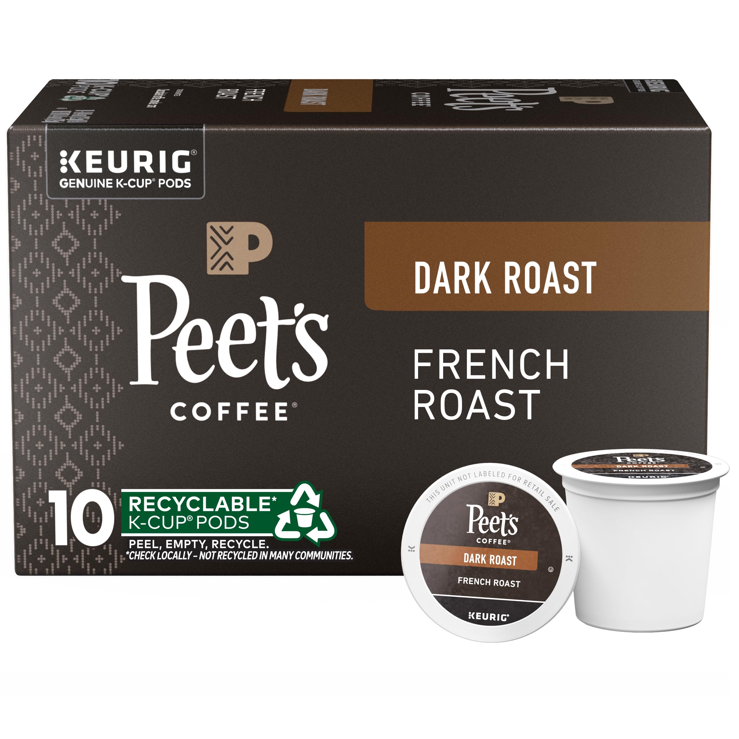 Dark Roast Keurig K-Cup Pods, 100% Arabica Coffee - French Roast 10 Count (1 Box of 10 Pods)