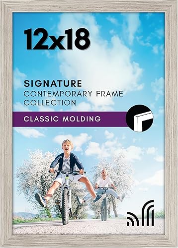 Marco Americanflat color marrón claro de 12 x 18 pulgadas, madera conglomerada con cristal irrompible, formato horizontal y vertical para pared,