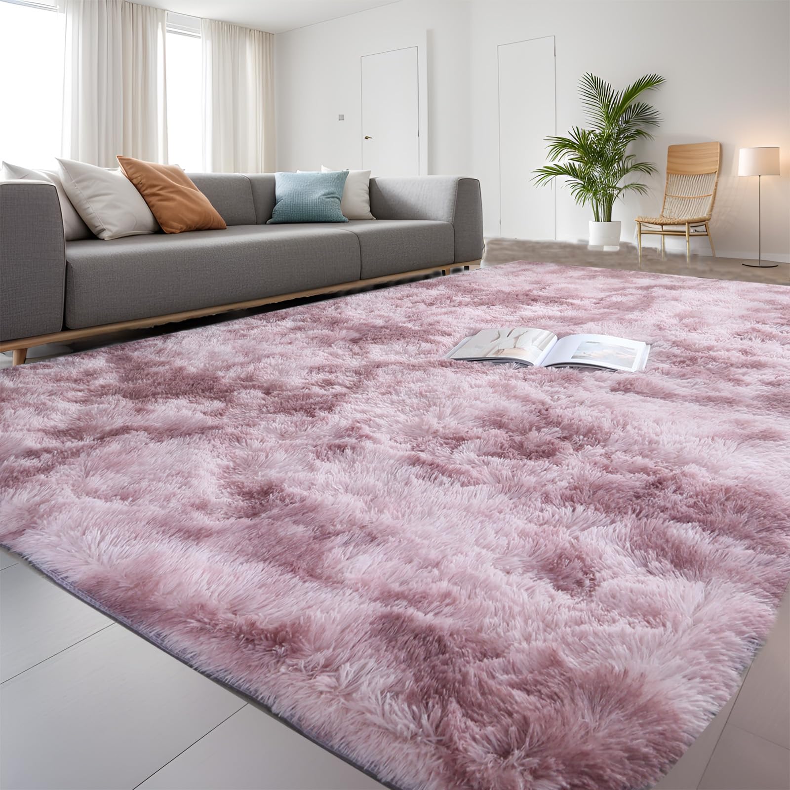 QUINZI Tappeto morbido a pelo lungo moderno tappeti Tappeto del soggiorno Tappeto della camera da letto Tappeto per la camera dei bambini Tappeto antiscivolo colore: rosa, 80 x 160 cm