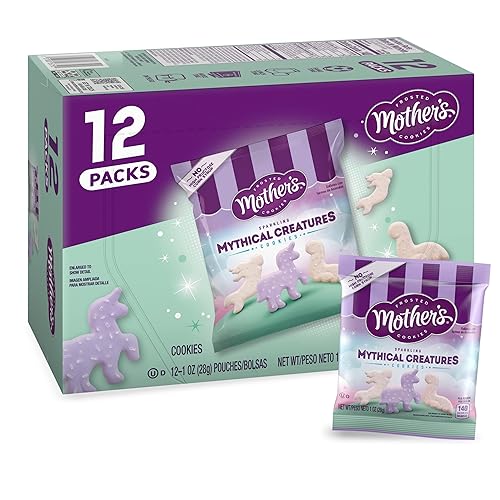 Mother's Sparkling Mythical Creatures - Paquete de galletas de mantequilla de vainilla esmerilada con chispas plateadas, 1 onza (paquete de 12)