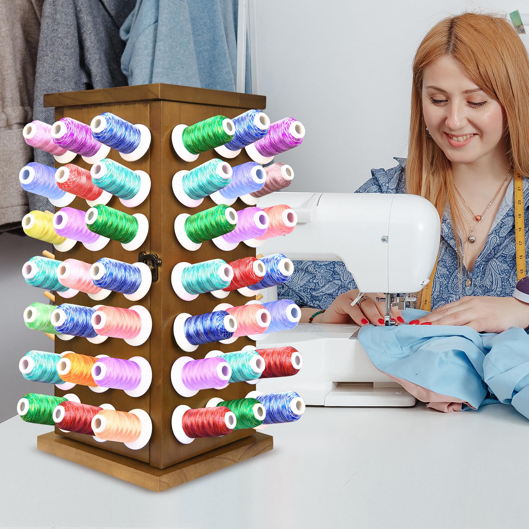 Amazon.com: Acacia Wood 84 Spools Thread Rack/Thread Holder