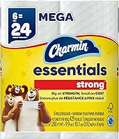 Charmin Essentials Strong Toilet Paper, 6 Mega Rolls 429 Sheets Each - 3x Stronger Wet, Septic Safe Budget TP