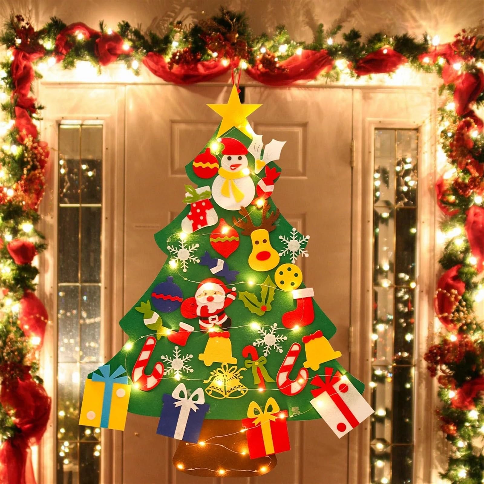 DIY filcowa choinka dekoracje na boże narodzenie dla domu 2023 ozdoby bożonarodzeniowe prezenty choinka nowy rok 2024 (Size : Felt Christmas Tree)