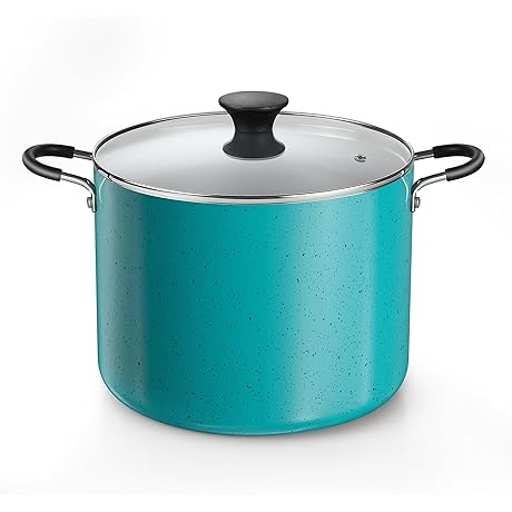 Cook N Home Nonstick Stockpot with Lid, 10.5-Quart Turquoise Dutch Oven Pot,...