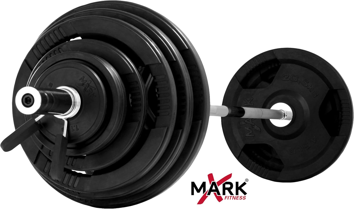 XMark Fitness Rubber Coated Olympic Weight Set (300