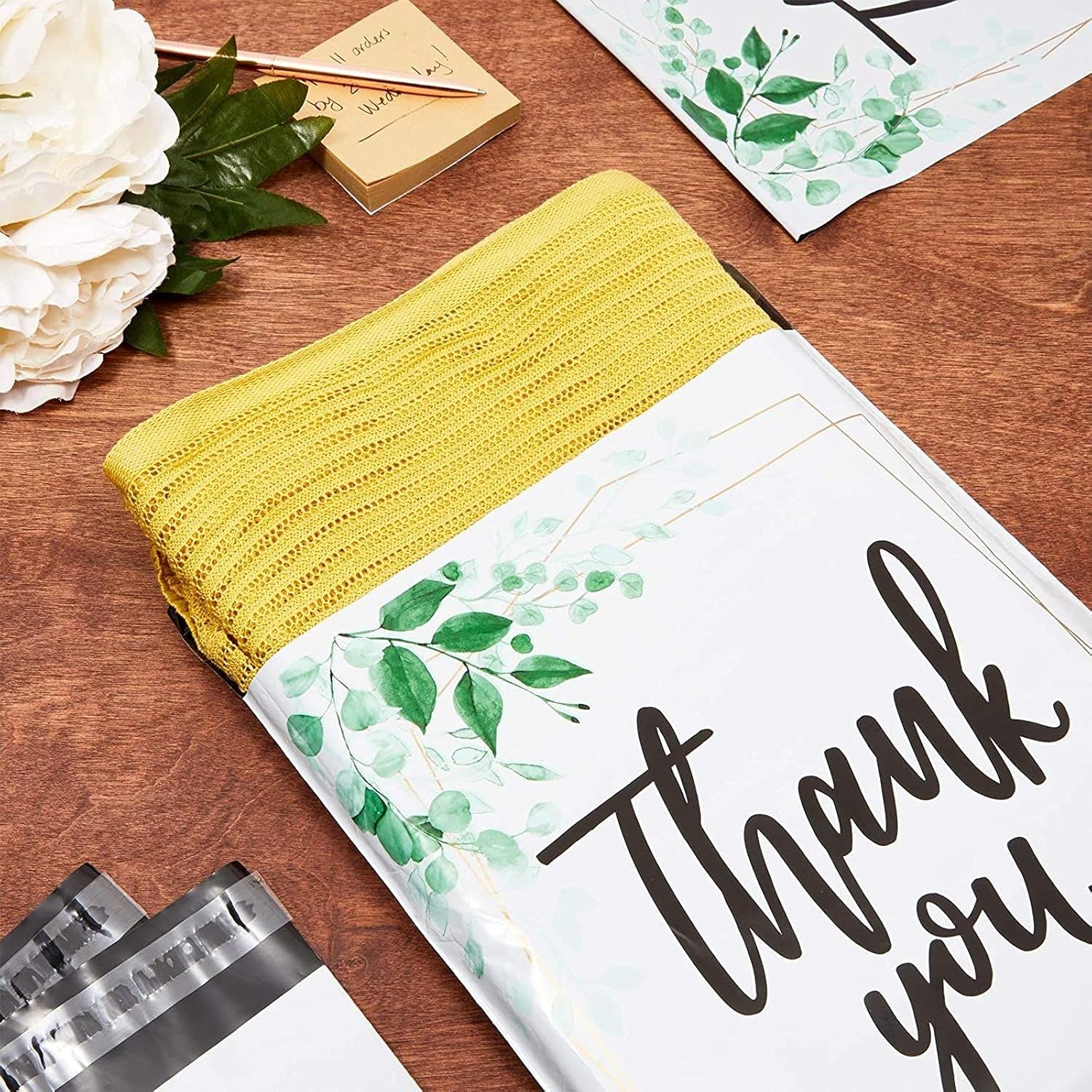 100 Pack Thank You Poly Mailers, 10x13 Floral Packaging Bags for Shipping : Office Products