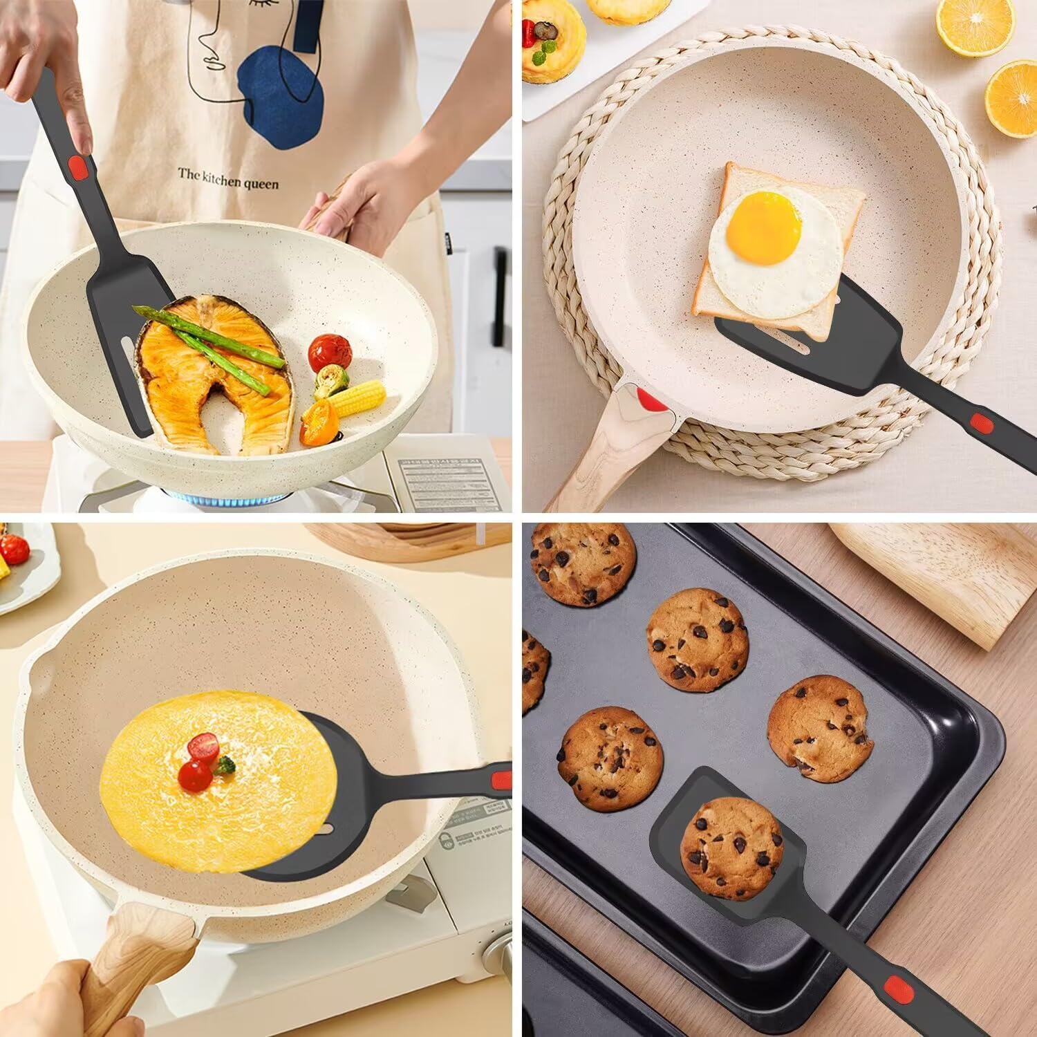Espátulas de silicona, juego de 5 espátulas de silicona para utensilios de cocina antiadherentes, resistentes al calor hasta 315.6 °C, utensilios de cocina antiadherentes, utensilios de cocina sin BPA