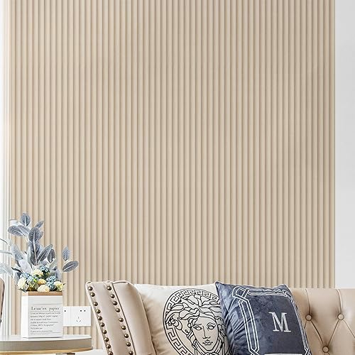 Miniatura 6 de Papel tapiz autoadhesivo con listones de madera de 15.7 x 196.8 pulgadas, papel de contacto, papel tapiz de rejilla de madera extraíble, papel tapiz