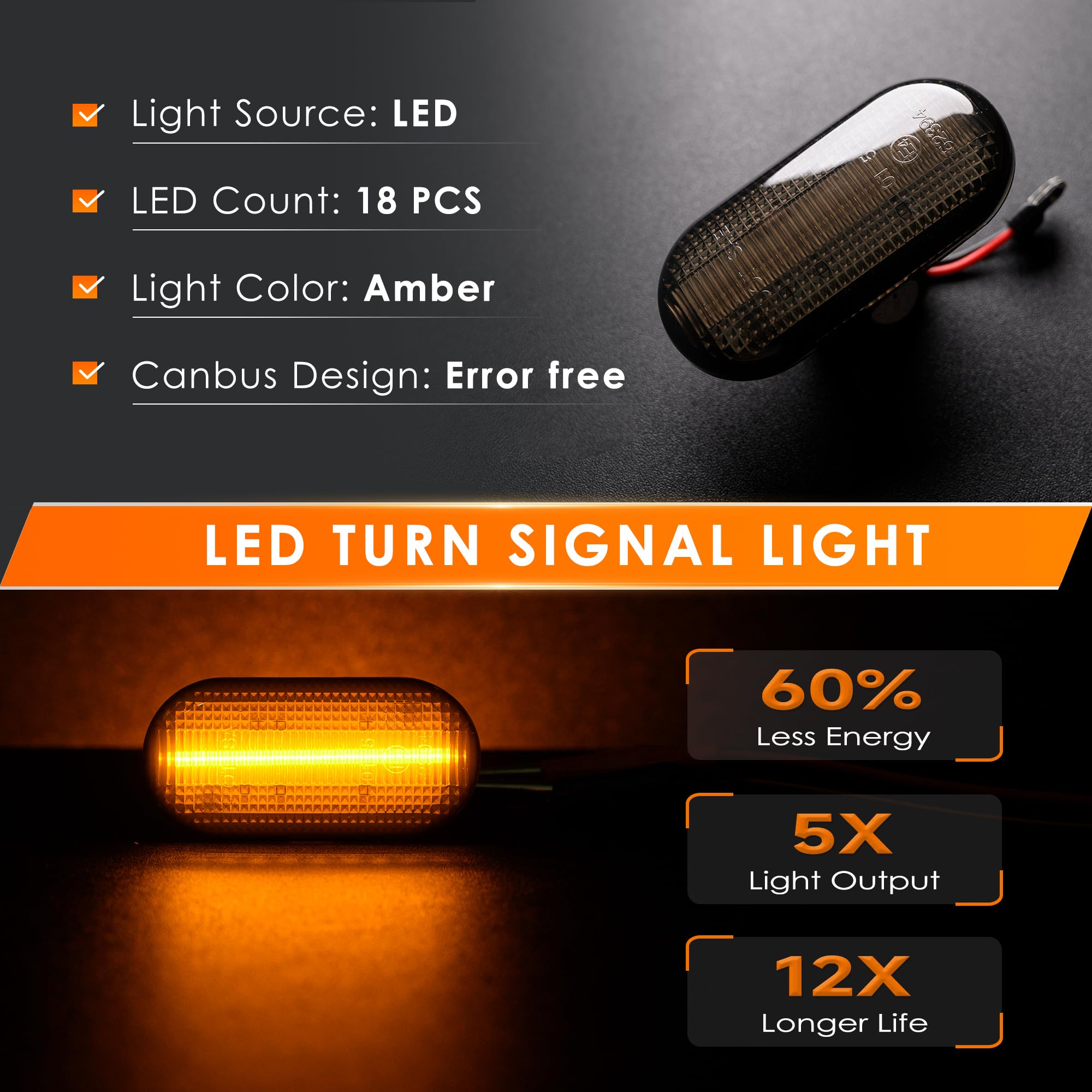 Led indicateur de position latérale pour Dacia Logan Duster Re.nault Megane Twingo 1 2 3 Op.el Clio Led clignotants