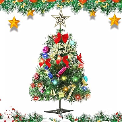 Amazon Co Jp 31点セット ミニクリスマスツリー 卓上 50cm 豪華なオーナメント 2ｍ Ledライト付き 組立簡単 飾り プレゼント おしゃれ 高級 装飾 クリスマスグッズ ホーム キッチン
