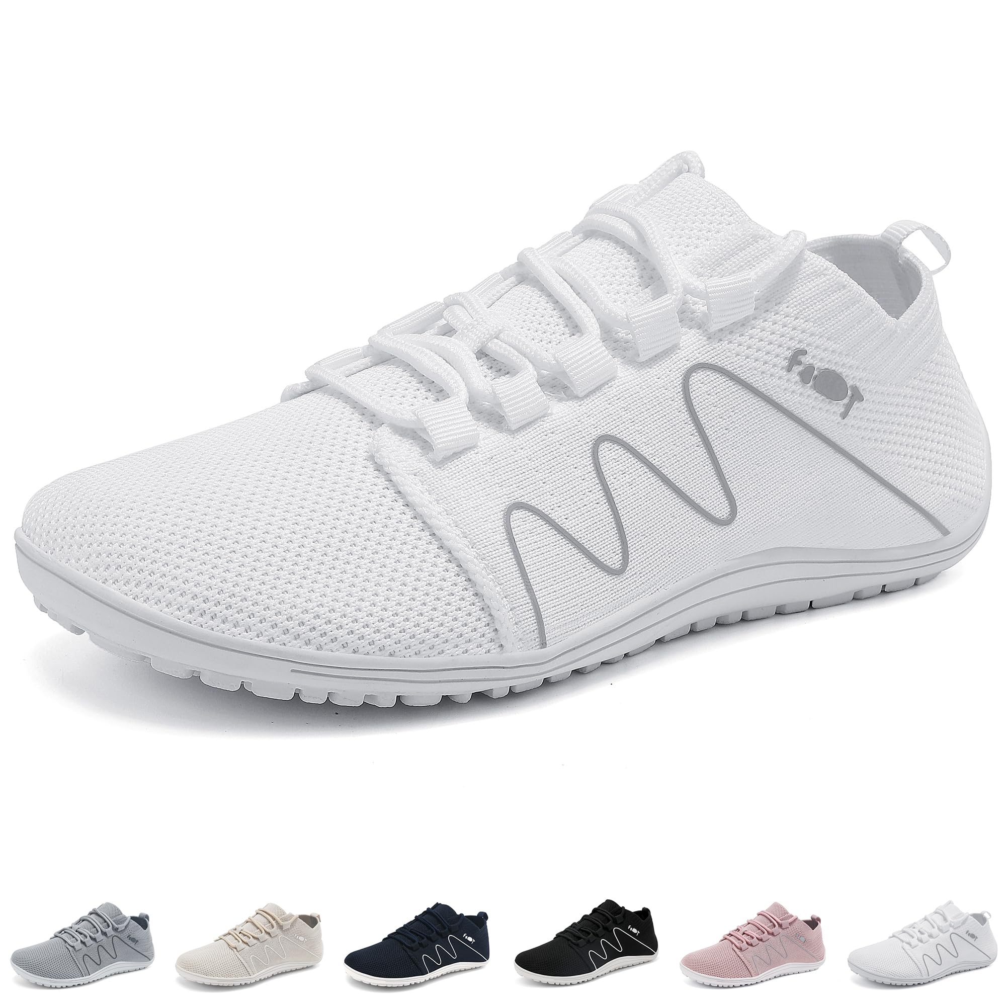 Merdoo Barfußschuhe Sneakers Damen Herren Minimalistische Laufschuhe Unisex Trail Leichte Schuhe Atmungsaktiv Weich Walking Fitness Bequeme Turnschuhe Straßenlaufschuhe Weiß 37 EU