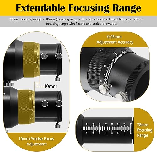 Miniatura 4 de Astromania Alcance guía mejorado de 2.756 in FMC con doble enfoque helicoidal, kit de guía de buscador de lujo compatible con ocular de 1.25