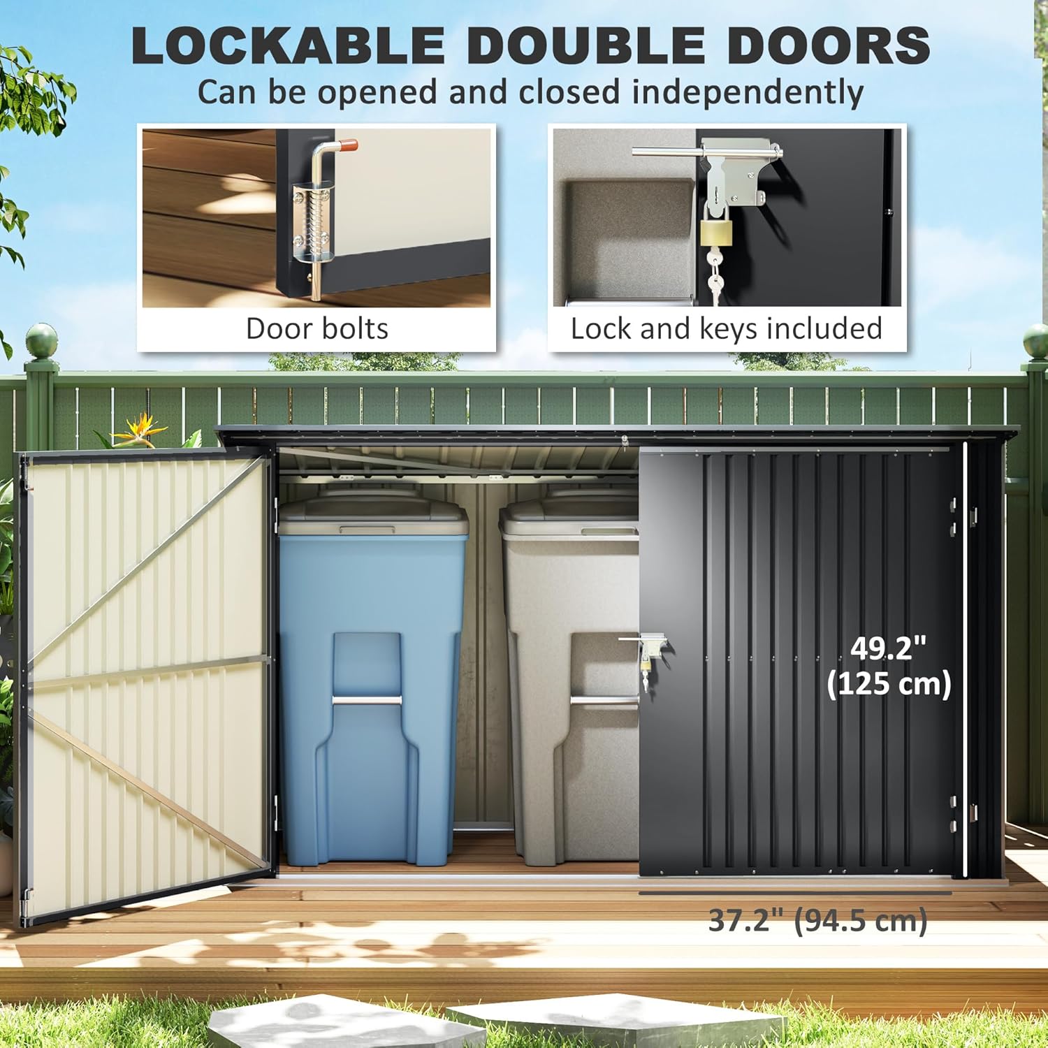Close-up of the lockable double doors with included lock and keys.