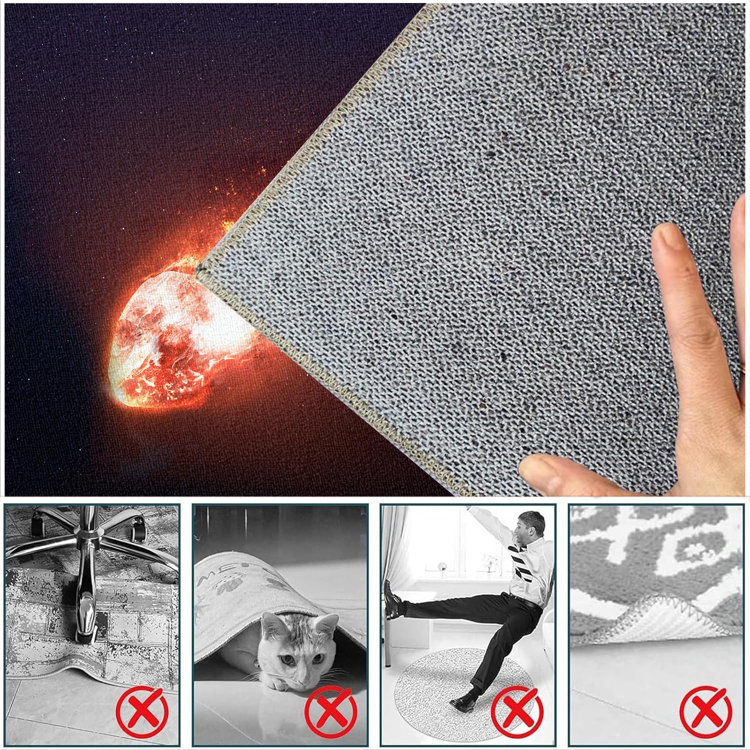 Tapis Protection de Sol Chaise Bureau, Tapis de Chaise Gaming Tapis Protège-Sol Antidérapant Protège Le Sol, Tapis de Sol pour Fauteuil, Tapis de Sol Bureau Tissu, Tapis Chaise de Bureau 120 x 160 cm