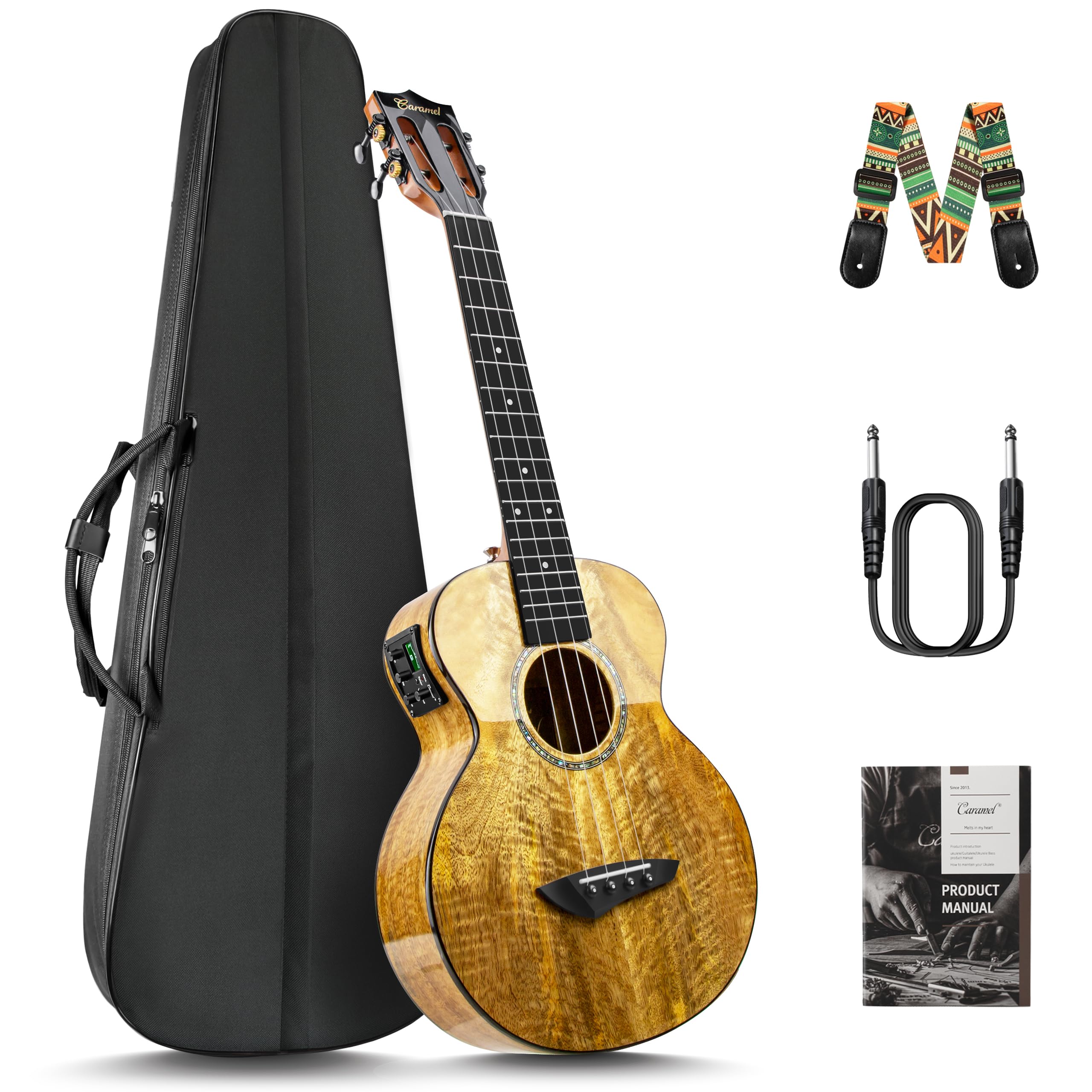 Caramel Glossy All Solid Mango Tenor Acoustic Electric Ukulele