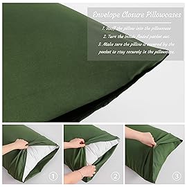 NTBAY Toddler Pillow Cases Set of 2, 2 Pack Brushed Microfiber 14x20 Pillow Cases, Soft, Wrinkle, Fade, Stain Resistant Olive Green Pillow Cases with Envelope Closure, 14x20 Inches, Olive Green