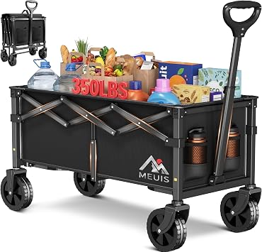 34.6" Long Collapsible Grocery Wagon Cart, Black, XL