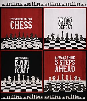 Riley Blake Id Rather Be Playing Chess 36" Panel Multi, Fabric by The Yard