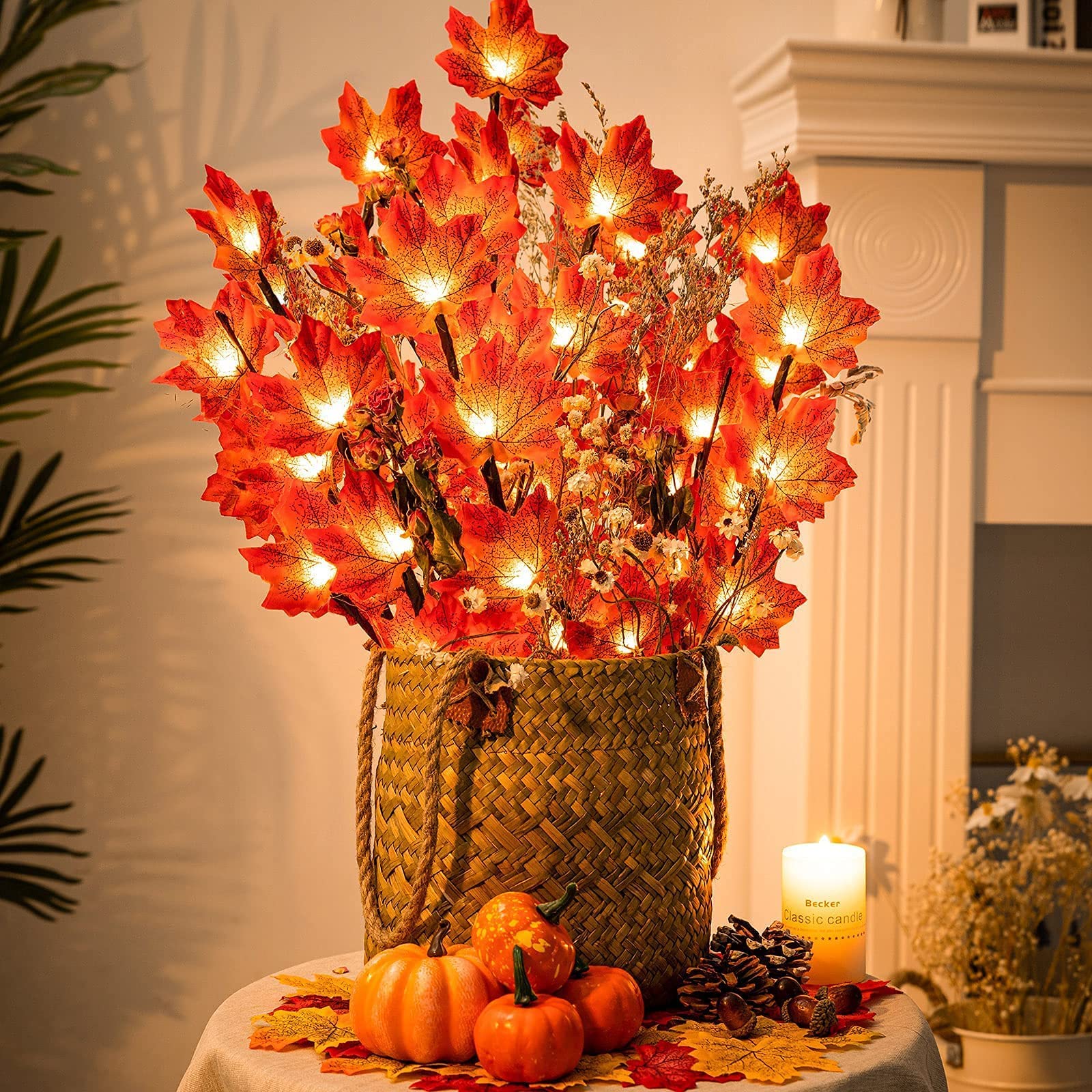 4 Branches Décoratives érable Artificiel Automne - Pour Vase, Centre De Table - Décoration Intérieur Sans Entretien - 5