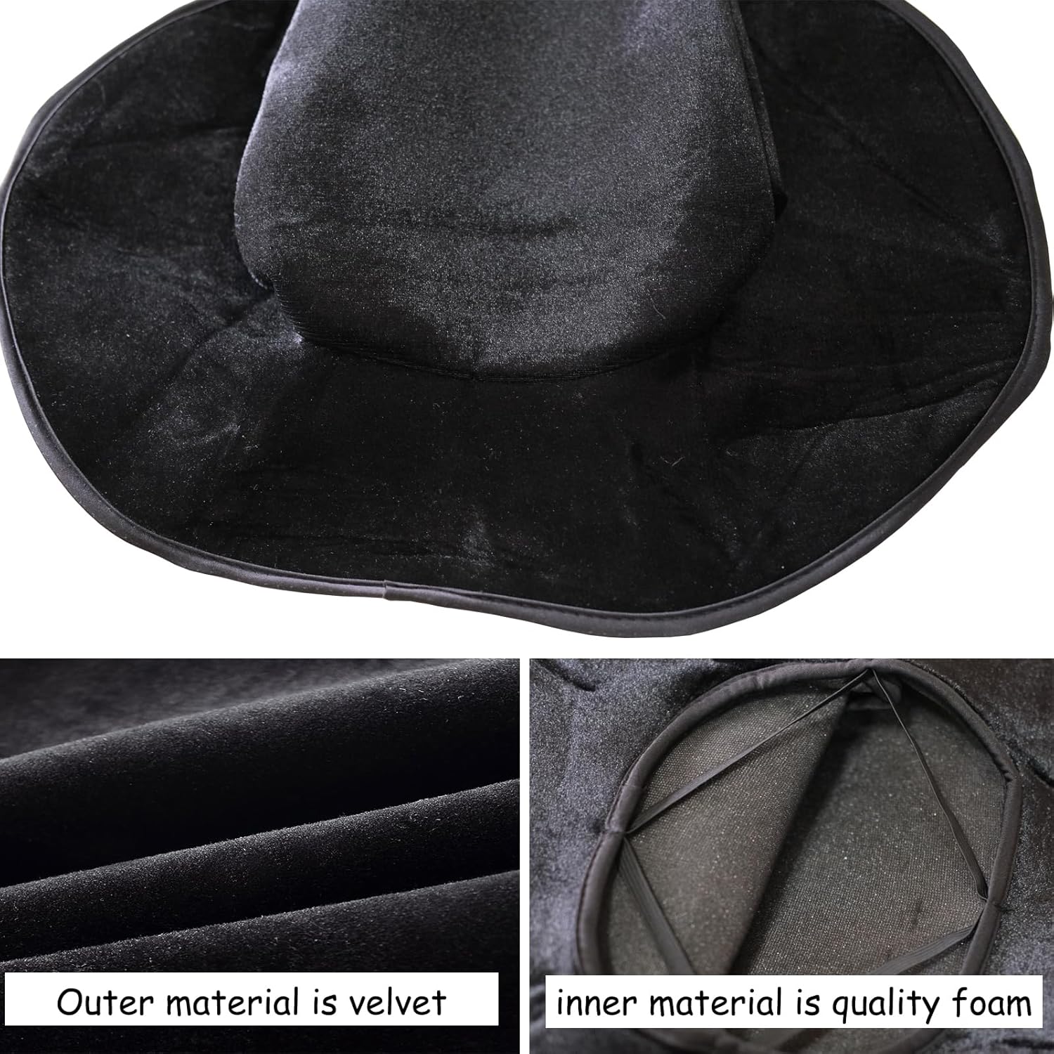 Large Black Wicked Witch Hat for Women,Halloween Witch Cap Cosplay Costume Accessory for Party Favor - Image 4