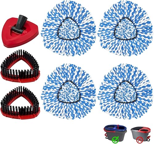 Miniatura 9 de Cabezales de repuesto para trapeador O-Cedar RinseClean de 2 tanques, cabezal de repuesto para fregona O Cedar, los cabezales de fregona incluyen 4