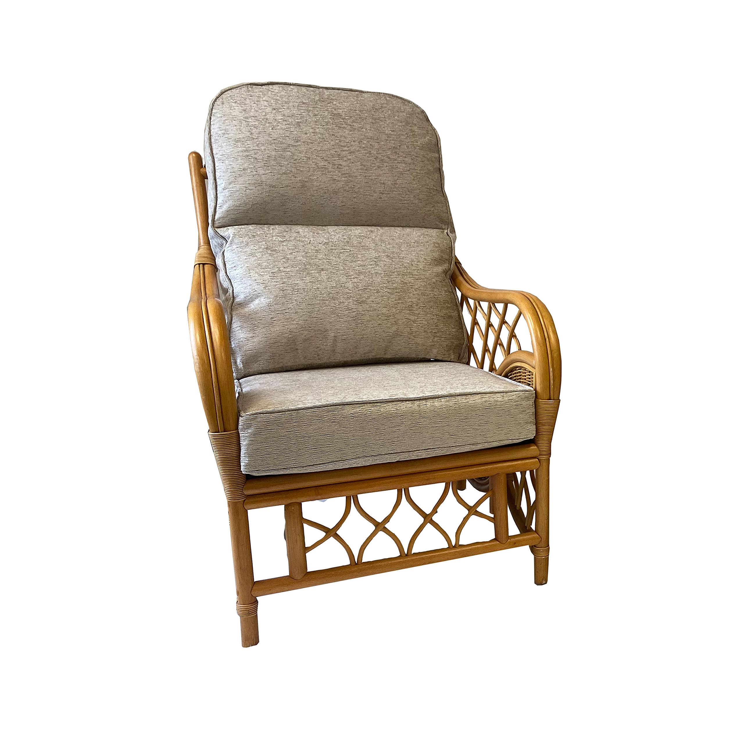 Replacement Cushions for Conservatory Cane Furniture with piped edging (CUSHIONS ONLY) (Beige Chenile, Chair Cushions)