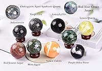 Vista 35 de AMOYSTONE Bola de aventurina azul Natural Cuarzo Cuarzo Cristal Esfera Piedra Bola con Base de Madera