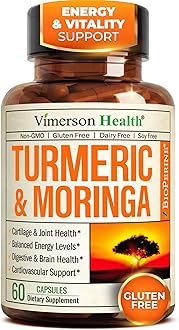 Moringa Turmeric Supplement for Joint Health, Gut Health, Energy and Immune Support – Total Wellness Formula with Tumeric Moringa Pure Capsules – Turmeric Curcumin with Black Pepper – 60 Count